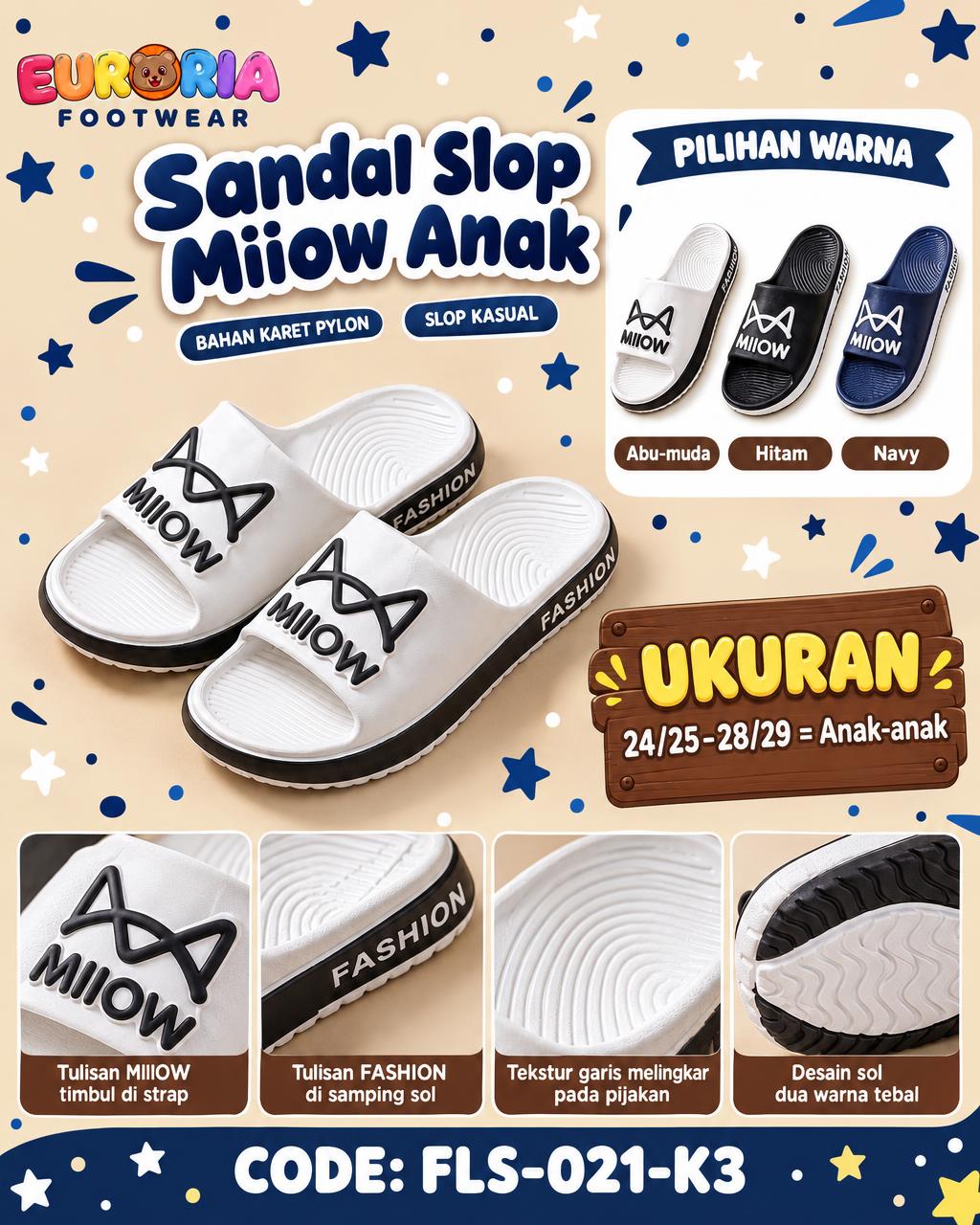 Alas Kaki Anak dan Remaja Laki-Laki Motif Tulisan Keren Modern