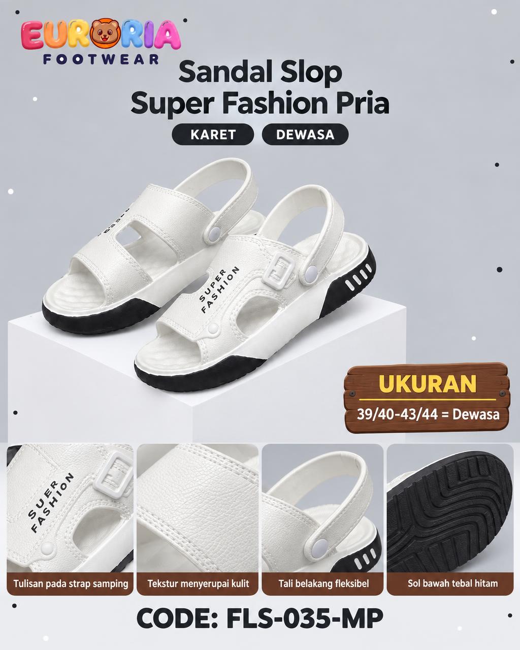 Sandal Tali Pria Sporty Desain Modern Putih Hitam