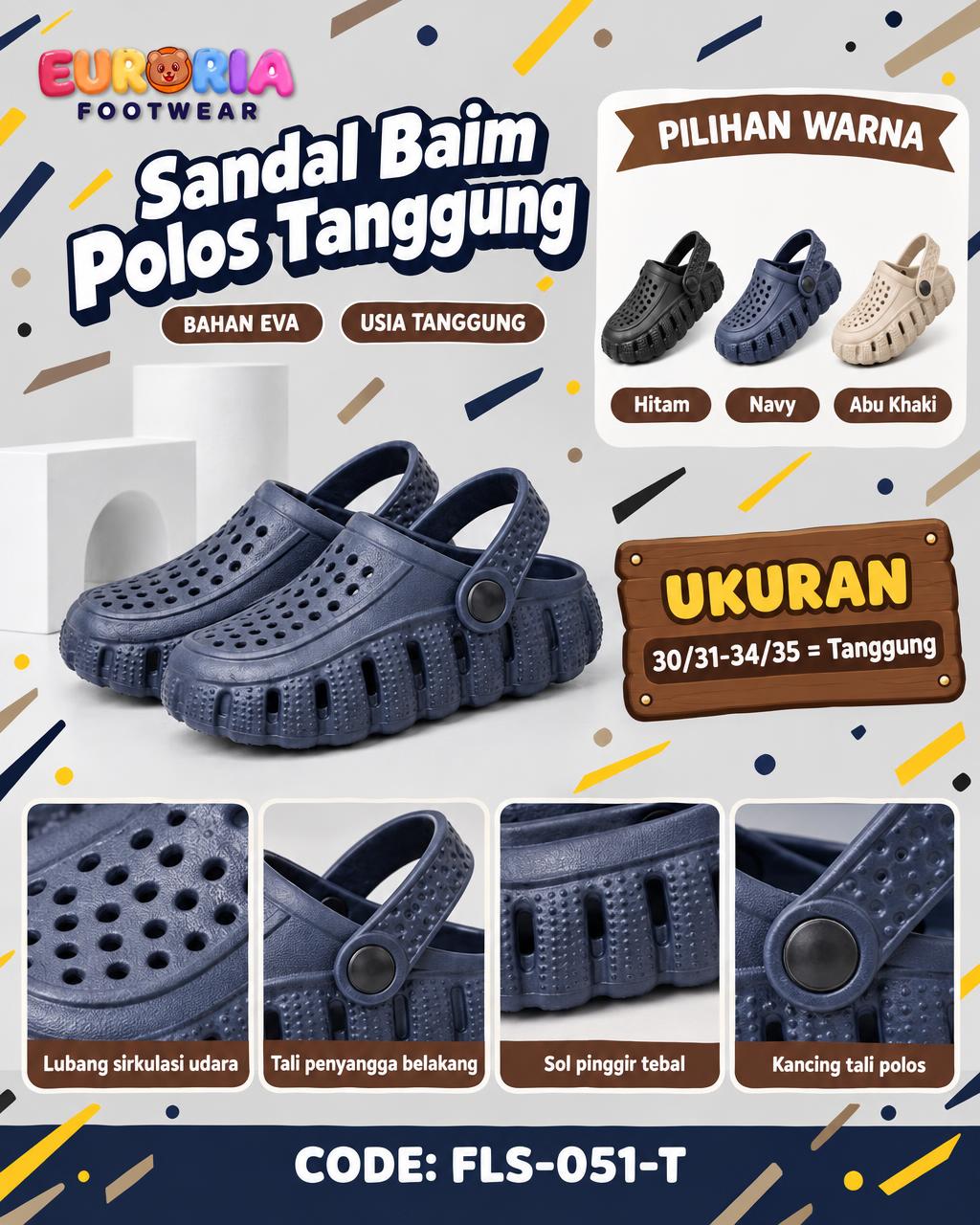 Alas Kaki Anak Laki-Laki dengan Sirkulasi Udara dan Tali Belakang