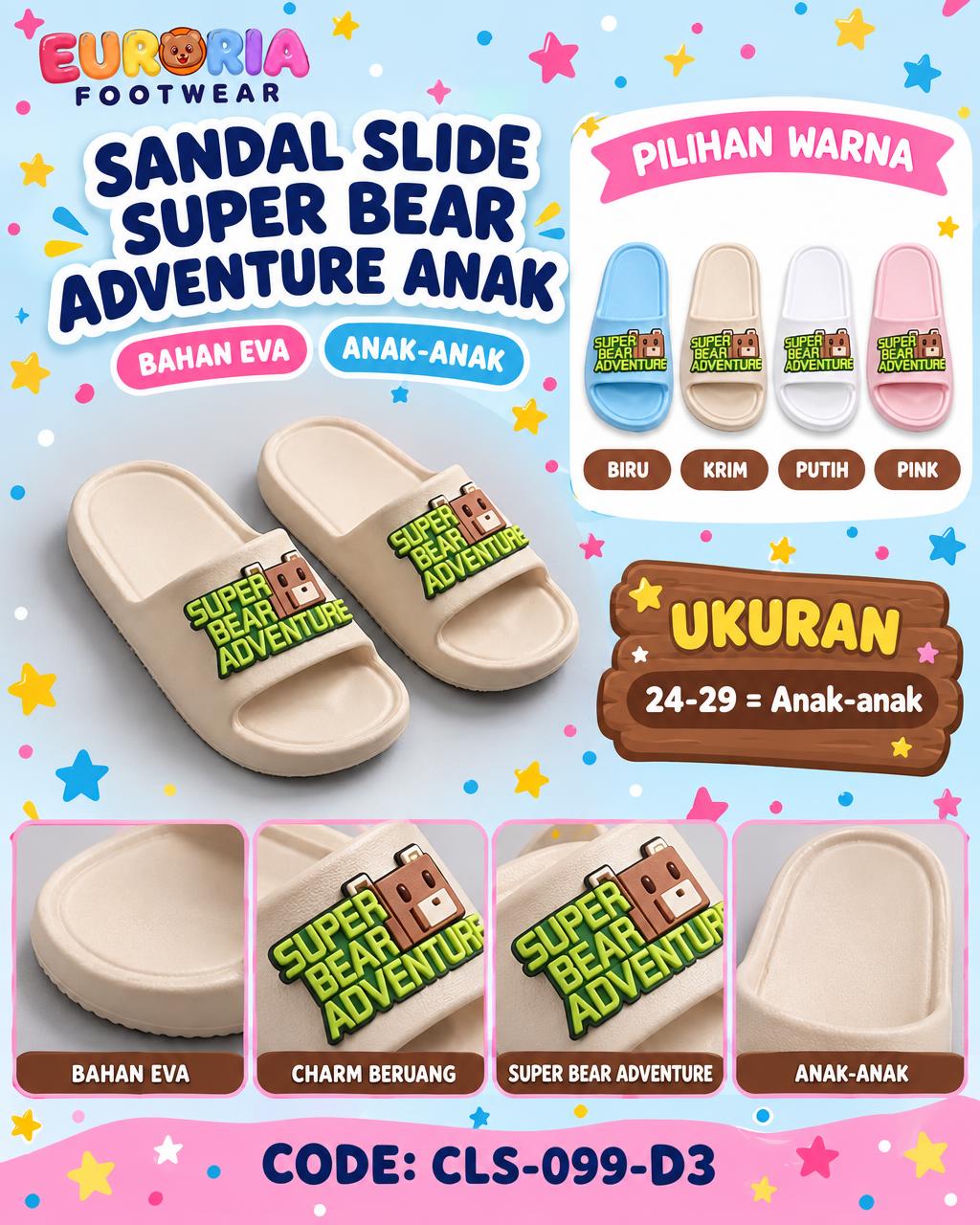 Sandal Slop Super Bear Pink Anak
