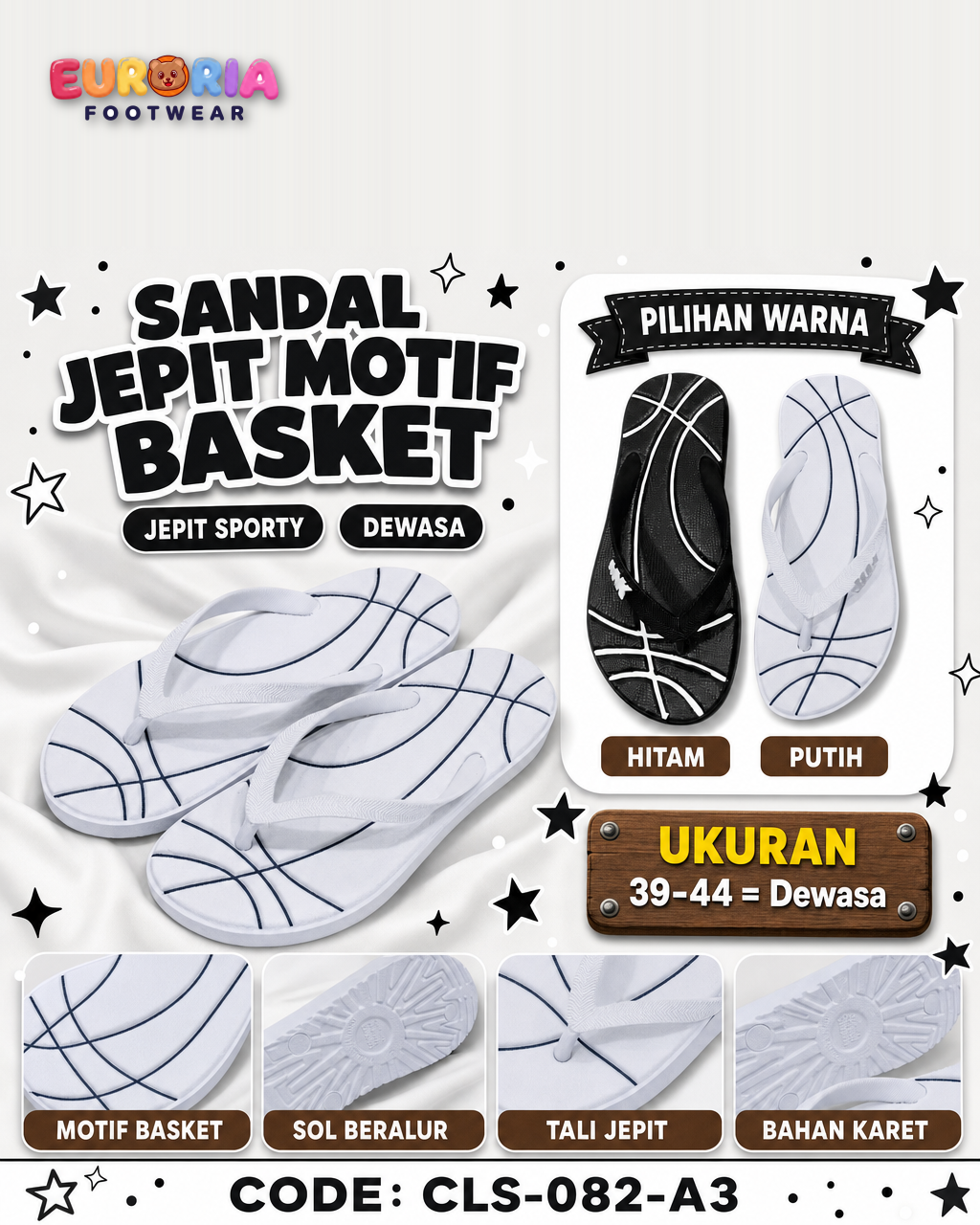 Sandal Jepit Bola Basket Pria