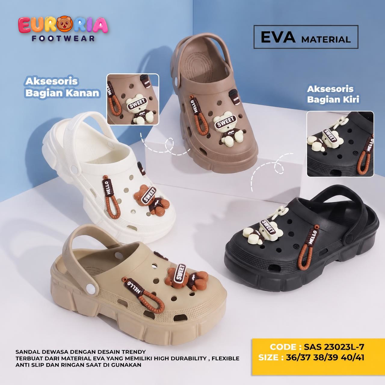 Sandal Trendy Wanita Dewasa dengan Aksesori Boneka Sweet
