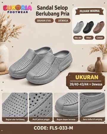 Sandal Pria Dewasa Kasual Berlubang Nyaman untuk Sehari-hari