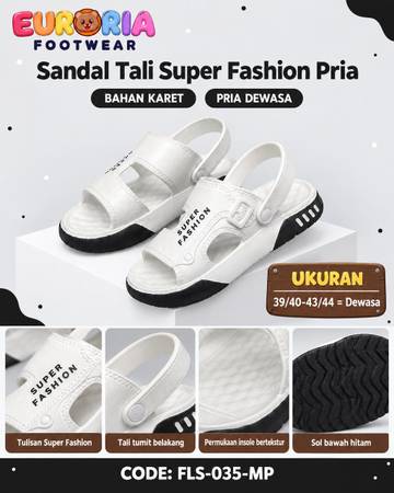 Sandal Tali Pria Sporty Desain Modern Putih Hitam
