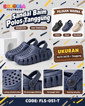 Alas Kaki Anak Laki-Laki dengan Sirkulasi Udara dan Tali Belakang