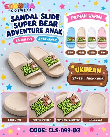Sandal Slop Super Bear Pink Anak